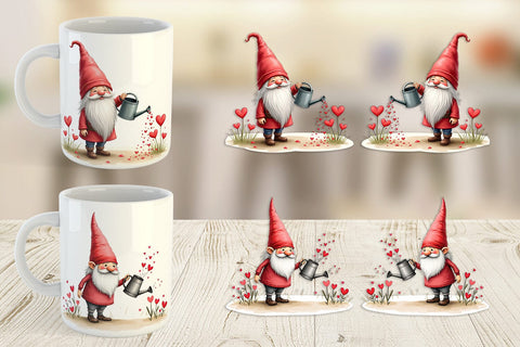 Mug Wrap Heart Watering Gnome Sublimation artnoy 