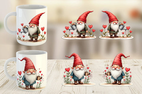 Mug Wrap Heart Watering Gnome Sublimation artnoy 