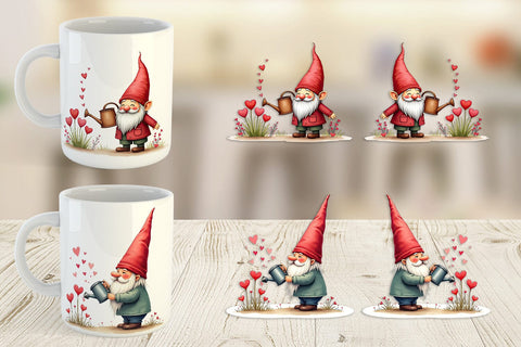 Mug Wrap Heart Watering Gnome Sublimation artnoy 