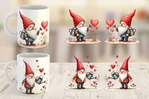 Mug Wrap Heart Watering Gnome Sublimation artnoy 
