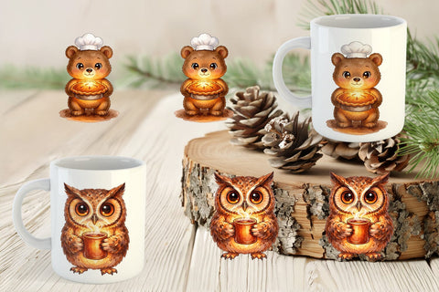 Mug Wrap Hearthfire Kitchen Animal Watercolor Sublimation artnoy 
