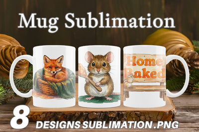 Mug Wrap Hearthfire Kitchen Animal Watercolor Sublimation artnoy 