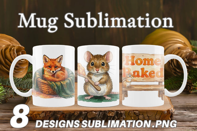 Mug Wrap Hearthfire Kitchen Animal Watercolor Sublimation artnoy 