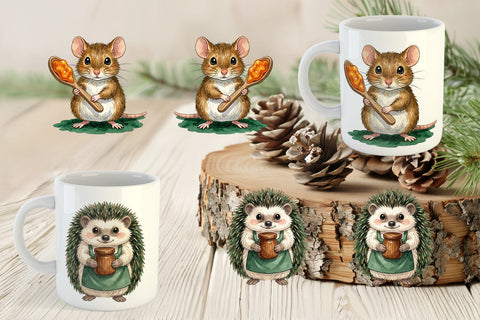 Mug Wrap Hearthfire Kitchen Animal Watercolor Sublimation artnoy 