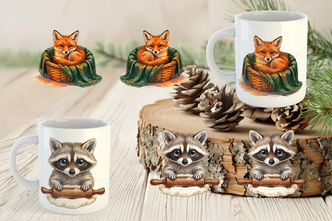 Mug Wrap Hearthfire Kitchen Animal Watercolor Sublimation artnoy 