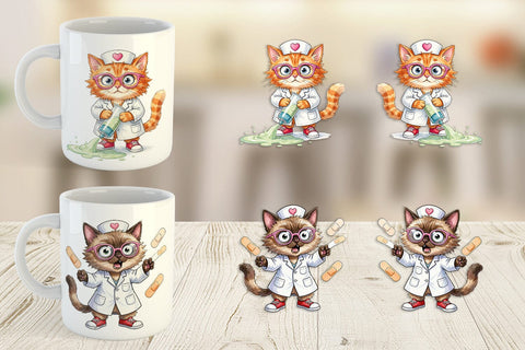 Mug Wrap Heatwave Feline Nurse Chaos Sublimation artnoy 