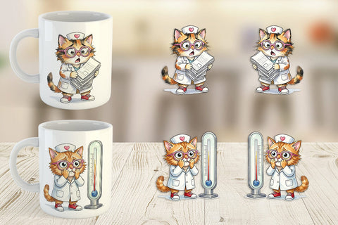 Mug Wrap Heatwave Feline Nurse Chaos Sublimation artnoy 