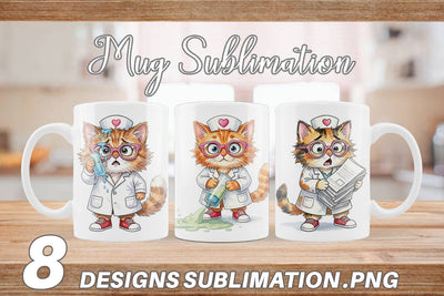 Mug Wrap Heatwave Feline Nurse Chaos Sublimation artnoy 