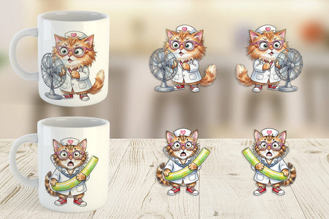 Mug Wrap Heatwave Feline Nurse Chaos Sublimation artnoy 