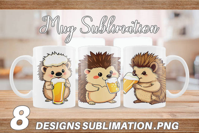 Mug Wrap Hedgehog Beer Day Sublimation artnoy 