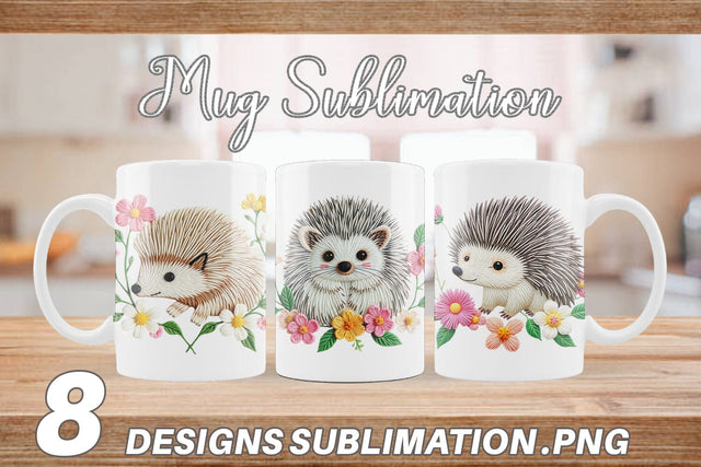 Mug Wrap Hedgehog Embroidery Sublimation artnoy 