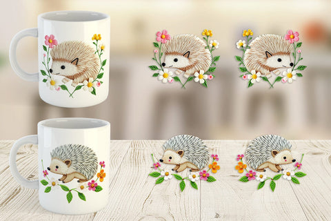 Mug Wrap Hedgehog Embroidery Sublimation artnoy 