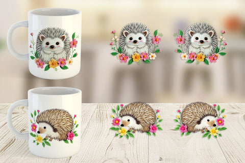 Mug Wrap Hedgehog Embroidery Sublimation artnoy 