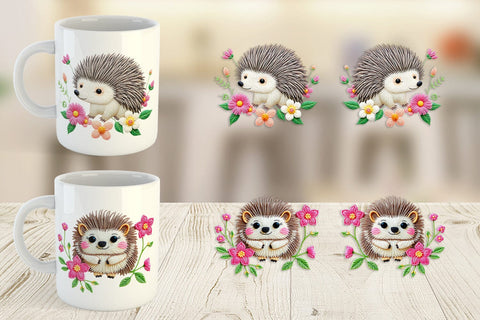 Mug Wrap Hedgehog Embroidery Sublimation artnoy 