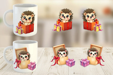Mug Wrap Hedgehog Gift Sublimation artnoy 