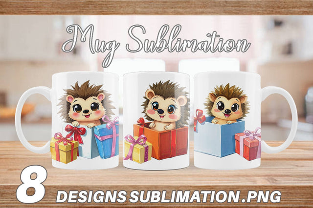 Mug Wrap Hedgehog Gift Sublimation artnoy 