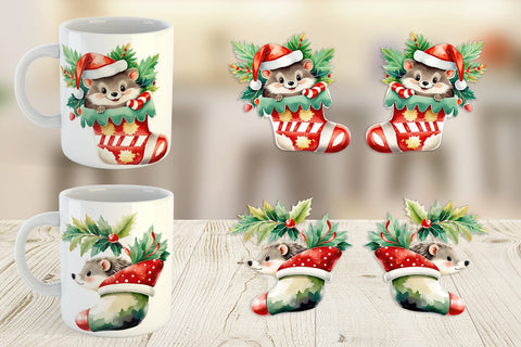 Mug Wrap Hedgehog in Stocking Sublimation artnoy 