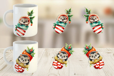 Mug Wrap Hedgehog in Stocking Sublimation artnoy 