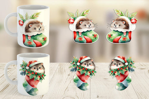 Mug Wrap Hedgehog in Stocking Sublimation artnoy 