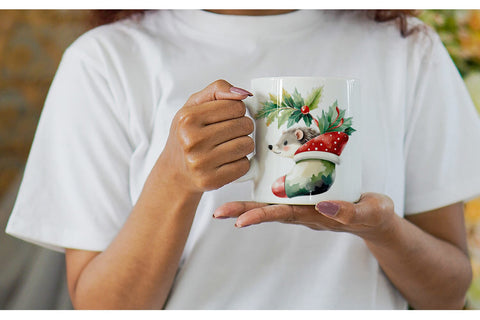 Mug Wrap Hedgehog in Stocking Sublimation artnoy 
