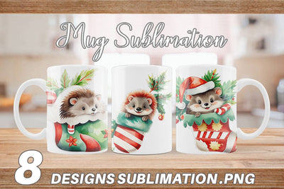 Mug Wrap Hedgehog in Stocking Sublimation artnoy 