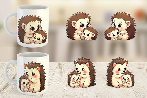 Mug Wrap Hedgehog Mother's Day Sublimation artnoy 