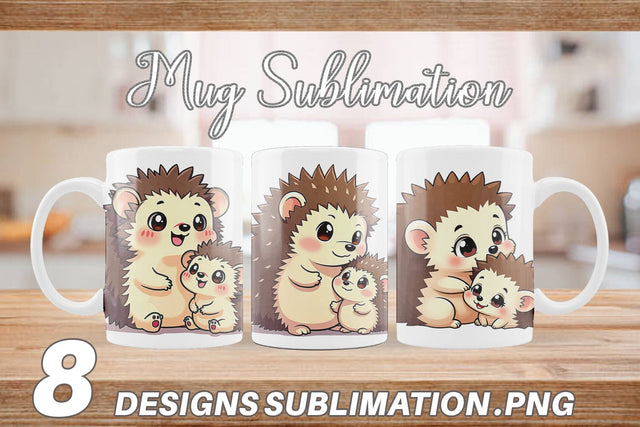 Mug Wrap Hedgehog Mother's Day Sublimation artnoy 