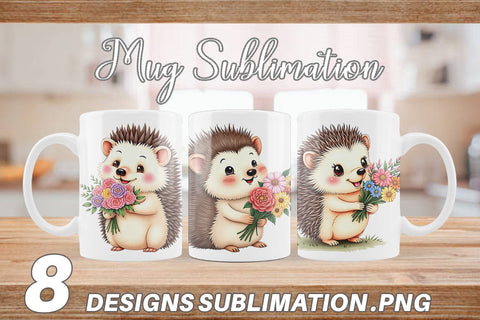Mug Wrap Hedgehog Spring Bouquet Sublimation artnoy 