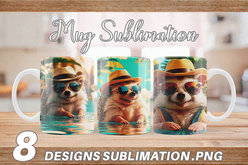Mug Wrap Hedgehogs in Summer Sublimation artnoy 