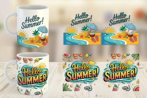 Mug Wrap Hello Summer Bundle Sublimation Sublimation artnoy 