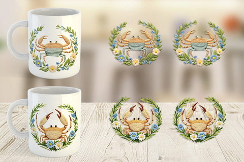 Mug Wrap Hermit Crab Embroidery Sublimation artnoy 