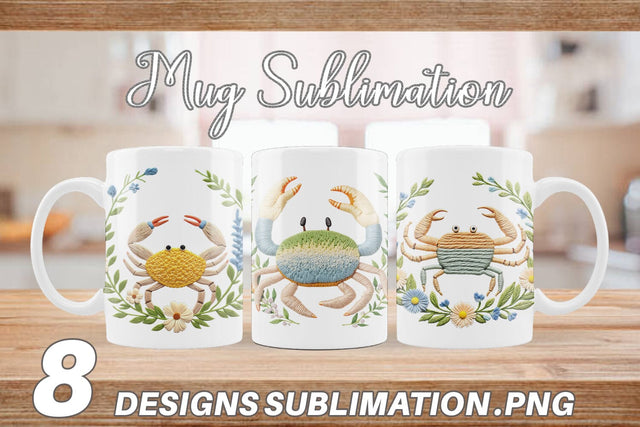 Mug Wrap Hermit Crab Embroidery Sublimation artnoy 