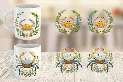 Mug Wrap Hermit Crab Embroidery Sublimation artnoy 