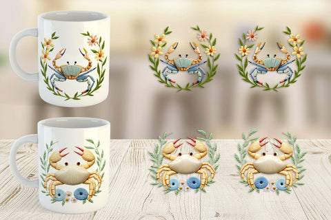 Mug Wrap Hermit Crab Embroidery Sublimation artnoy 