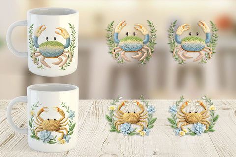 Mug Wrap Hermit Crab Embroidery Sublimation artnoy 