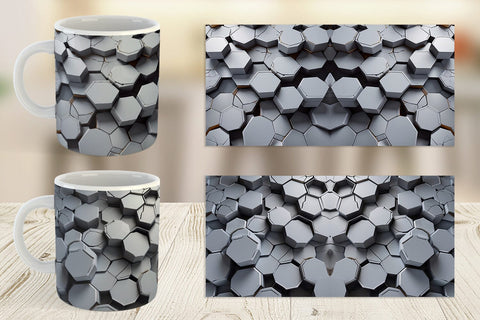 Mug Wrap Hexagonal Grid Sublimation artnoy 
