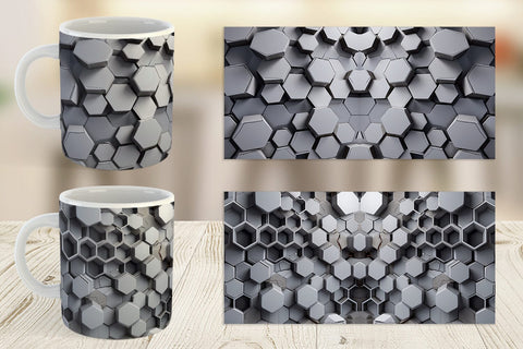 Mug Wrap Hexagonal Grid Sublimation artnoy 