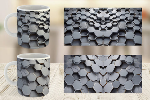 Mug Wrap Hexagonal Grid Sublimation artnoy 