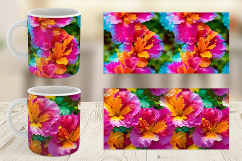 Mug Wrap Hibiscus Flower Pattern Sublimation artnoy 