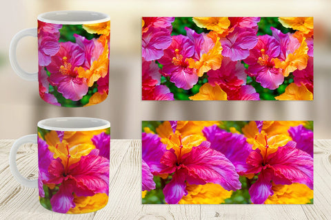 Mug Wrap Hibiscus Flower Pattern Sublimation artnoy 