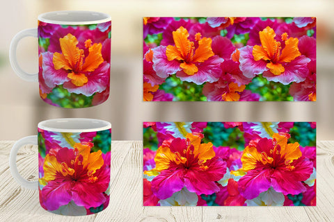 Mug Wrap Hibiscus Flower Pattern Sublimation artnoy 