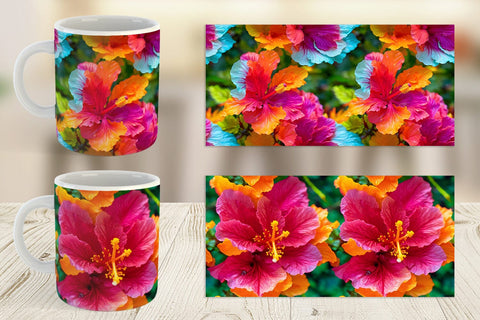 Mug Wrap Hibiscus Flower Pattern Sublimation artnoy 
