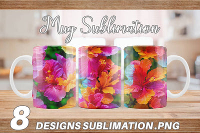 Mug Wrap Hibiscus Flower Pattern Sublimation artnoy 
