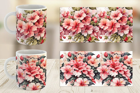 Mug Wrap Hibiscus Pattern Sublimation artnoy 