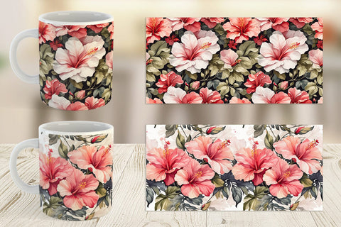 Mug Wrap Hibiscus Pattern Sublimation artnoy 