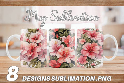 Mug Wrap Hibiscus Pattern Sublimation artnoy 