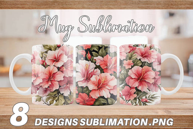 Mug Wrap Hibiscus Pattern Sublimation artnoy 