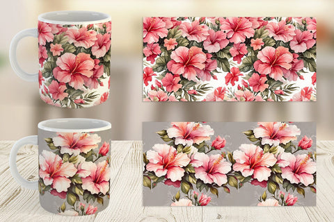 Mug Wrap Hibiscus Pattern Sublimation artnoy 