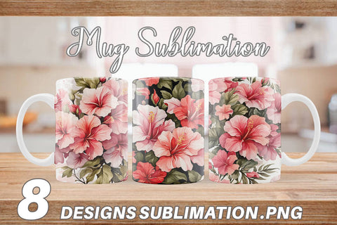 Mug Wrap Hibiscus Pattern Sublimation artnoy 