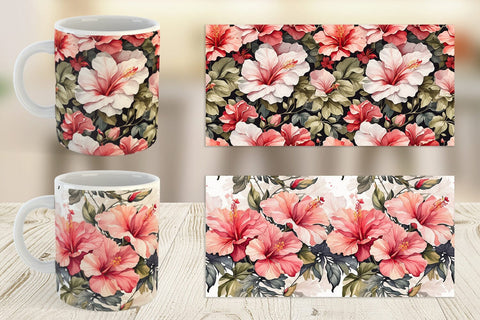 Mug Wrap Hibiscus Pattern Sublimation artnoy 